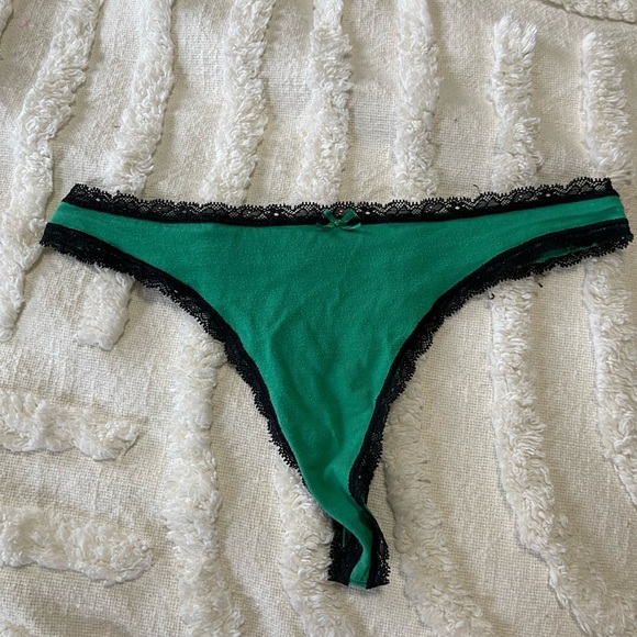 Victoria's Secret Other - Green and Black Lace Trim Thong Victoria’s Secret size medium